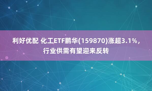 利好优配 化工ETF鹏华(159870)涨超3.1%，行业供需有望迎来反转